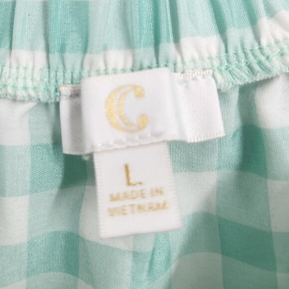 Charming Charlie Blue Teal Gingham Short Sleeve Top Womens Size Large L Summer - Picture 3 of 3